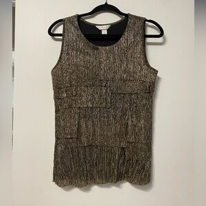 Christopher & Banks Gold Metallic Layered Tank Top